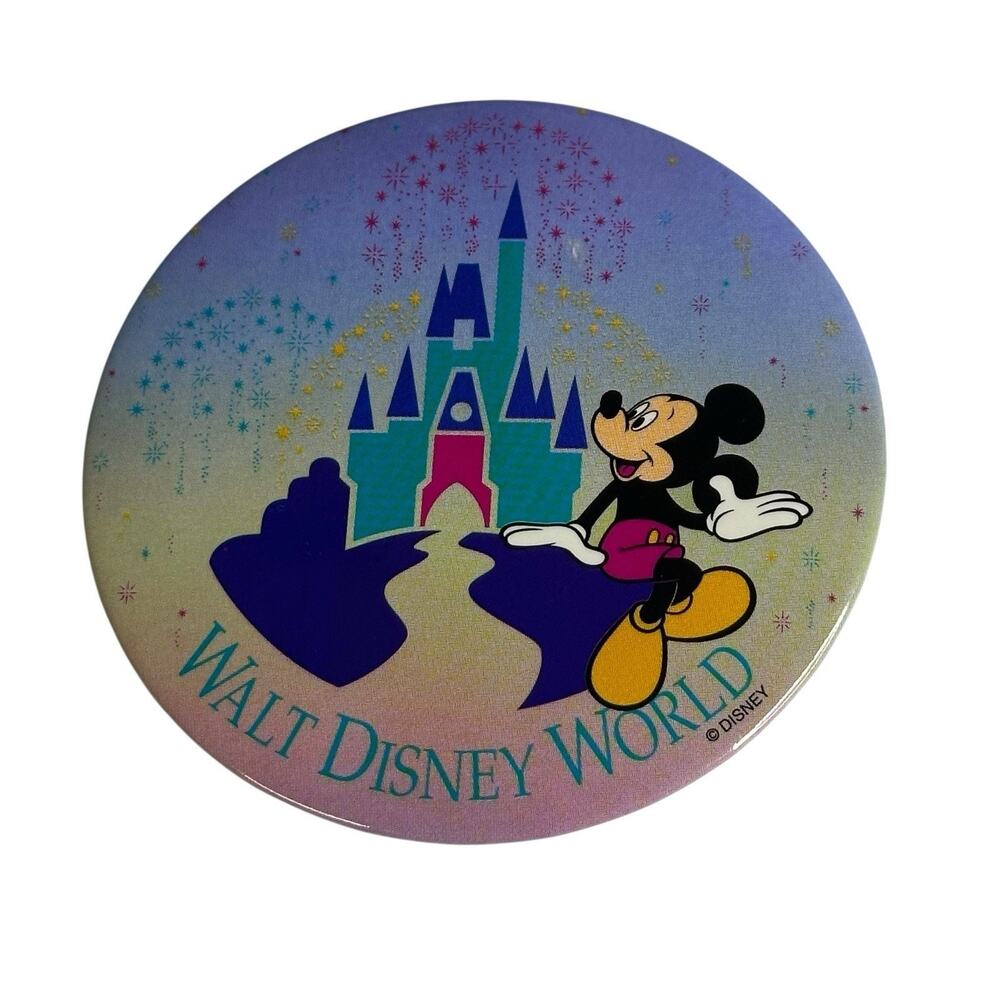 Walt Disney World Pinback Button Mickey Castle The Walt Disney Co Pin Vintage